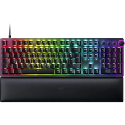 Abbildung von Razer Huntsman V2 (Purple Switch) Praktisch latenzfreie Optische Gaming Tastatur (Klickende Switches, Doubleshot PBT Tastenkappen, Handballenauflage) QWERTZ DE Layout Schwarz