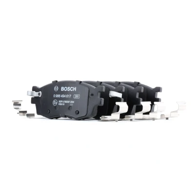 Abbildung von BOSCH 0 986 494 617 Bremsbelagsatz Low Metallic mit akustischer Verschleißwarnung Anti Quietsch Blech HYUNDAI: i20 I Hatchback