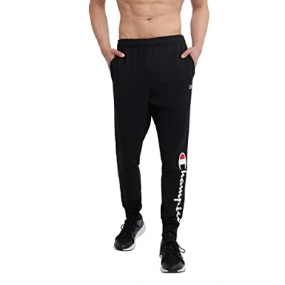 Abbildung von Champion Herren Joggers, Lightweight Lounge, Jersey Graphic Pants for Men, 31&quot; Trainingshose, Schwarze Schrift, 36 41