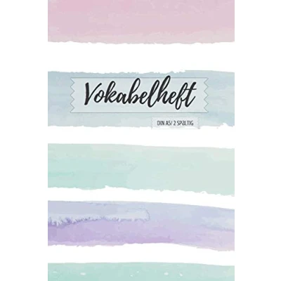 Abbildung von Vokabelheft DIN A5: 2 Spalten liniert Schulheft lila violet blau gestreift abstaktes design in A5 Format mit 70 Seiten fuer Vokabeln und ... Franzoesisch,italenisch latein etc.)