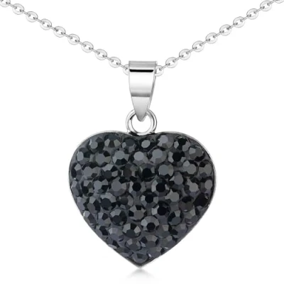 Abbildung von Materia Herz Kette Damen Silber 925 Kristall Steine schwarz KA 110 K141