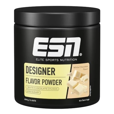 Abbildung von ESN Designer Flavor Powder, White Chocolate, 250 g, Geschmackspulver zum Süßen, ohne viel Zucker und Kalorien, geprüfte Qualität made in Germany