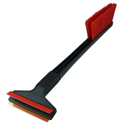 Abbildung von Eiskratzer Auto mit Besen Murska Messing 420mm Messingklinge Schneebesen Schneebürste Schneefeger Winter Schnee Bürste Feger lang Original Finnland (L&amp;P A056 Schwarz Rot)