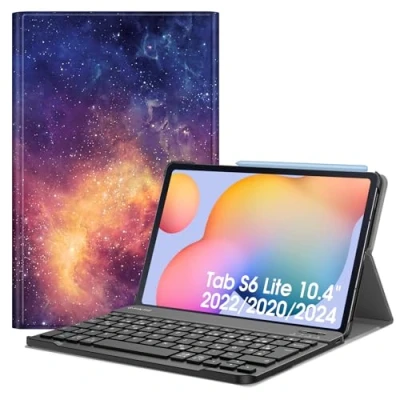 Abbildung von Fintie Tastatur Hülle für Samsung Galaxy Tab S6 Lite 10,4 Zoll 2024/2022/2020 Tablet Keyboard Cover mit Magnetisch Abnehmbarer Deutscher Bluetooth Tastatur, Die Galaxie