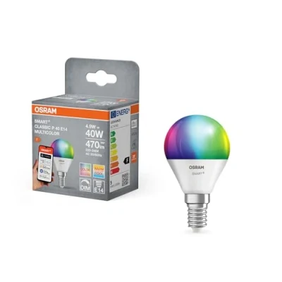 Abbildung von OSRAM SMART+ Matter LED Lampe P40 Miniballform 4.9W E14 RGBW, dimmbar, steuerbar per App &amp; Sprache, kompatibel mit Alexa, Google, Apple, WiFi