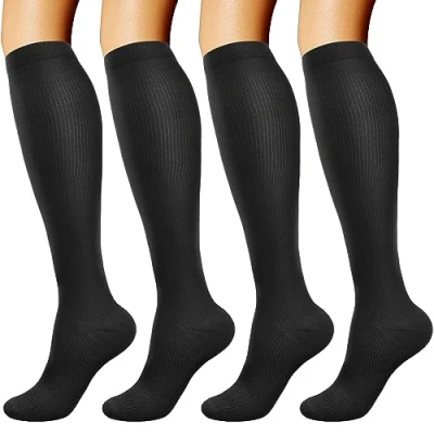 Abbildung von DRESHOW 4 Paar Kompressionsstrümpfe für Damen &amp; Herren Durchblutung Beste Unterstützung Sportliche, Laufen, Radsport, Reisen
