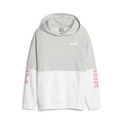 Abbildung von PUMA Mädchen Power Colorblock Hoodie FL G Sweat, Grau Light Gray Heather, 128