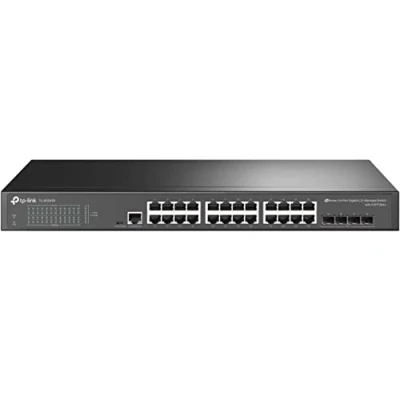 Abbildung von TP Link TL SG3428 24 Port Gigabit L2 Managed Netzwerk LAN Switch mit 4 SFP Slots (19 Zoll Rack Montage, Zentrales Cloud Management, Omada SDN,IPv6, QoS, IGMP, LAN) schwarz,Geschäfts