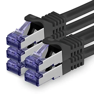 Abbildung von 1aTTack.de 5x 1.0 M CAT7 Netzwerkkabel 10 Gigabit RJ45 Patchkabel Ethernet Kabel (SFTP PIMF LSZH CU) für DSL LAN Switch Modem Router Patchpanel CAT6 CAT5 schwarz
