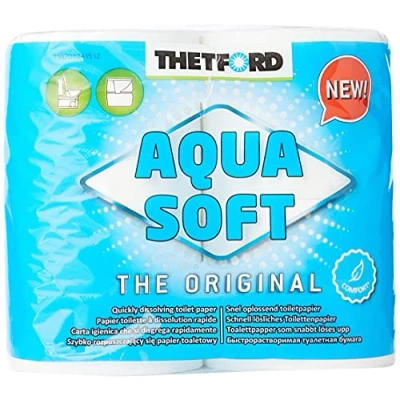Abbildung von Thetford Aqua Soft WC Papier Toilettenpapier für mobile Toiletten 4 Rollen/Btl. Campingtoiletten Camping Outdoor Klopapier
