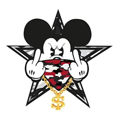 Abbildung von Finest Folia 2 Stück Aufkleber Gangster Mouse Sticker Autoaufkleber Maus Stinkefinger Mittelfinger für Auto Tankdeckel Heckscheibe Laptop Kühlschrank R109 (Nr. 5 Mit Kette)
