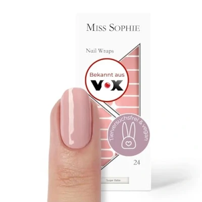 Abbildung von Original Miss Sophie Nagelfolien Sugar Babe I 24 ultra dünne Nagellack Streifen einfarbig in Nude Für Finger &amp; Fußnägel Hält auf Natur sowie lackierten, Acryl , Gel Shellac Nägeln