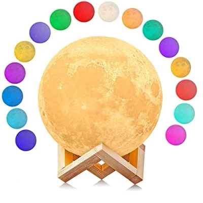 Abbildung von Uten Mond Lampe LED mit Fernbedienung Farbige Dekoleuchte 3D Kunst Mondlicht tragbares Nachtlicht Touch Sensor Tischlampe dimmbar (Einstellbare 16 Farbe) Geschenkideen