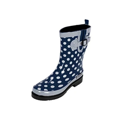 Abbildung von MADSea Damen Gummistiefel Ocean Halbschaft, Dunkelblau mit weißen Punkten, 38 EU
