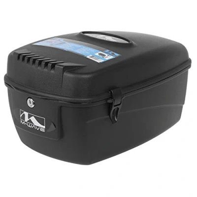 Abbildung von M Wave Amsterdam Box L Gepäckträgerbox, Fahrrad Top Case, Helmkoffer Fahrrad, inkl. Befestigungsmaterial, abschließbar, 2 Schlüssel, Montage am Gepäckträger, 17 Liter, schwarz