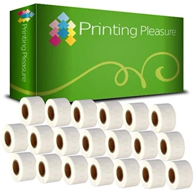 Abbildung von Printing Pleasure 20 x 99010 Rollen Adress Etiketten kompatibel für Dymo LabelWriter &amp; Seiko Etikettendrucker 28mm 89mm 130 Stück