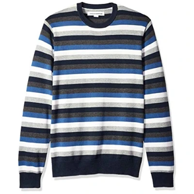 Abbildung von Amazon Essentials Herren Pullover mit Rundhalsausschnitt (in Übergrößen erhältlich), Mehrfarbig Streifen, XL