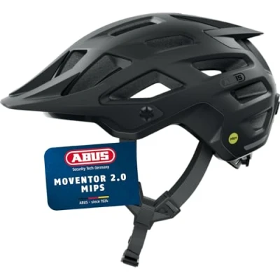 Abbildung von ABUS MTB Helm Moventor 2.0 MIPS Fahrradhelm mit Aufprallschutz für den Geländeeinsatz auf dem Mountainbike All Mountain Damen und Herren Schwarz Matt, S