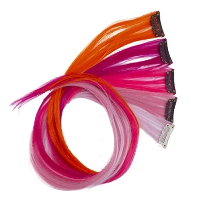 Abbildung von CAISHA 5 Teile Set 60cm Bunte Strähne Strähnchen Clip in Extension Haarverlängerung Glatt Langhaar Haarteil Bunt 1 BST101