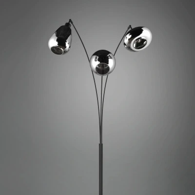 Abbildung von TRIO Leuchten Stehlampe »LUMINA, gebogene Stehleuchte mit Glasschirmen exkl 3x E14 max 10W«, 3 flammig, Leuchtmittel wechselbar, Gläser in Formen sind Chrom bedampft für Spiegel Effekte Fußschalter
