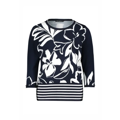 Abbildung von Betty Barclay Strickpullover, Damen, Größe: 36, Dunkelblau weiß