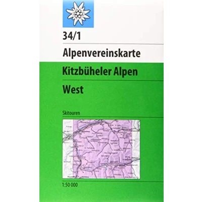 Abbildung von Kitzbüheler Alpen, West: Topographische Karte 1:50.000 mit Skirouten (Alpenvereinskarten)