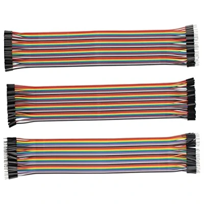 Abbildung von HALJIA 120 30 cm Dupont Draht 40pi Buchse auf Stecker, bunte Stecker Breadboard Jumper Wires Bandkabel Kit