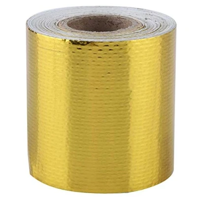Abbildung von Auto Hitzeschild wrap Aluminiumfolie Klebeband 5m * 5cm / 16.4ft 2in klebendes reflektierendes Verpackungs Band(Golden)