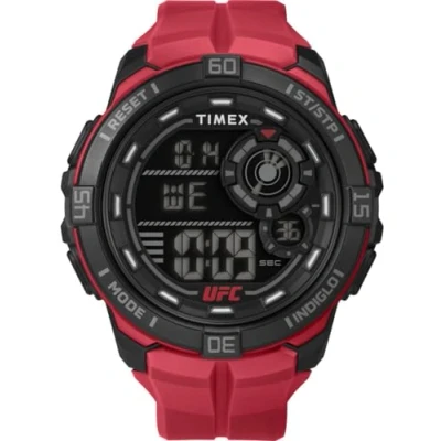 Abbildung von Timex UFC Rush Herren Armbanduhr, 52 mm, rotes Armband, digitales Zifferblatt, schwarzes Gehäuse TW5M59200