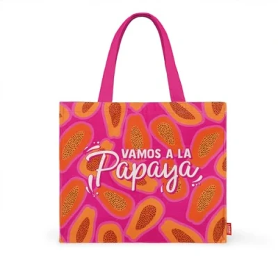 Abbildung von LEGAMI Strandtasche, große Beach Bag aus verstärktem Material, Strandtasche mit Magnetverschluss, Tote Bag, trägt bis zu 15 kg, 44 x 61,5 cm, Papaya, Rosa, Zeitgenössisch