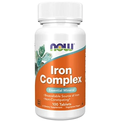 Abbildung von Now Foods, Iron Complex (Eisen Komplex), 27mg, 100 vegane Tabletten, Laborgeprüft, Eisen, Vitamine, Glutenfrei, Sojafrei, Vegetarisch