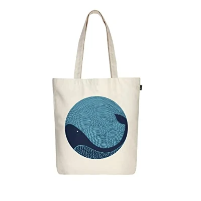 Abbildung von Eco Right Borsa Stoffa Shopper, Canvas tote Bag, Donna, Tracolla organico cotone e tela con manici stampa, shopper riutilizzabile ecocompatibile lavabile