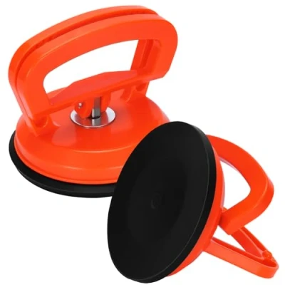 Abbildung von Welsberg 2 Stück Saugheber, Glassauger Saughalter, Glasheber Saugnapf Tragkraft 50kg, Vakuumheber für Glas, Bodenfliesen, Marmorplatten, Sonnenkollektoren, Möbel, Durchmesser 118 mm, orange