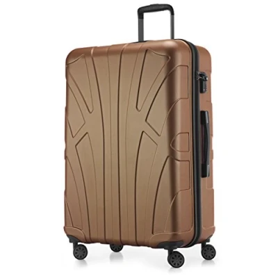 Abbildung von suitline großer Hartschalen Koffer Trolley Rollkoffer XL Reisekoffer, TSA, 76 cm, ca. 96 110 Liter, 100% ABS Matt, Cappuccino Braun