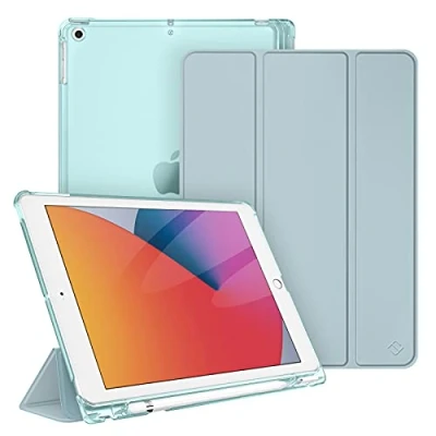 Abbildung von Fintie Hülle für iPad 9. Generation 2021/8. Gen 2020/7. 2019 10.2 Zoll mit Stifthalter, ultradünne leichte Schutzhülle transparenter Rückseite und Auto Schlaf/Wach Funktion, Eisblau