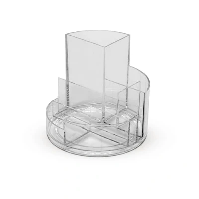 Abbildung von Maul Schreibtisch Organizer MAULrundbox Ø14x12,5cm mit 6 Fächern Stiftehalter für Stifte, Marker und Schere Stifte Büro Transparent