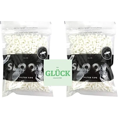Abbildung von Set: 2 x 1000 Drehfilter,Zigarettenfilter,Slimfilter Filter, Zigarette, 2000 Stück, 6mm Durchmesser + gratis Glück Aufkleber