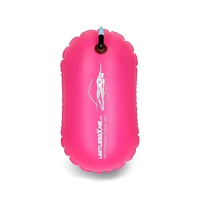 Abbildung von Schwimmboje &amp; Handyhülle — 15l Pink. Sicherheit beim Schwimmen, Open Water und Triathlon. Swimming Buoy, Swim Bubble, Schwimm Boj aufblasbar