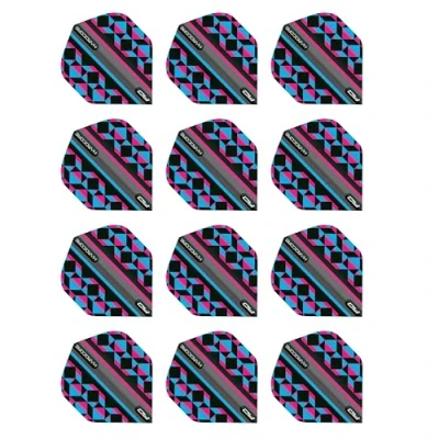 Abbildung von RED DRAGON Hardcore Radical Rosa, Blau und Schwarz Geometric Dartflug 4 Set pro Packung (insgesamt 12 Dart Flights)