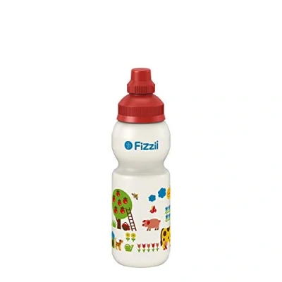 Abbildung von Fizzii Kinder und Freizeittrinkflasche 330 ml (auslaufsicher bei Kohlensäure, schadstofffrei, spülmaschinenfest, Motiv: Bauernhof byGraziela)