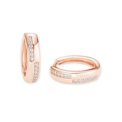Abbildung von Amor Creolen 925 Sterling Silber Damen Ohrschmuck, mit Zirkonia synth., 1,5 cm, Roséfarben, Kommt in Schmuck Geschenk Box, 2022065