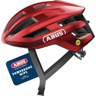 Abbildung von ABUS Rennradhelm PowerDome MIPS leichter Fahrradhelm mit cleverem Belüftungssystem und Aufprallschutz Made in Italy für Damen Herren Rot, Größe M