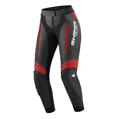 Abbildung von SHIMA Miura 2.0 Motorradhose Leder, Damen, Sporthose mit Hüft und Knieprotektoren, perforiertes elastische Einsätze, für 2 teilige Kombi (36, Schwarz/Rot)