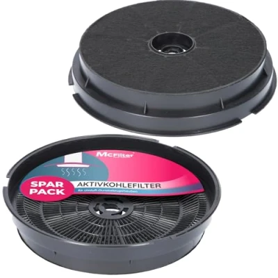 Abbildung von McFilter 2x Aktivkohlefilter Ø 190mm für Dunstabzugshaube geeignet Refsta K25, Zanker 902979378/4, Tecnowind Typ H, Whirlpool 484000008647 Filter Abzugshaube