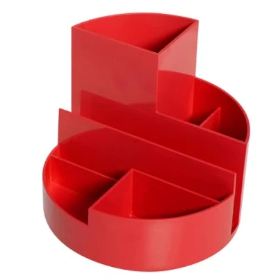Abbildung von Maul Schreibtisch Organizer MAULrundbox Ø14x12,5cm mit 6 Fächern Stiftehalter für Stifte, Marker und Schere Stifte Büro Rot