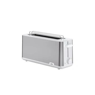 Abbildung von Braun Toaster PurShine HT 1610 WH, 25cm Brot Schlitz, 8 Bräunungsgrade, Aufwärm &amp; Auftaufunktion, Brötchenaufsatz, Krümelfach, 1030W, Weiß