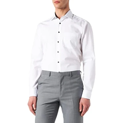 Abbildung von Seidensticker Herren Business Hemd Regular Fit Bügelfrei Kent Kragen Langarm 100% Baumwolle Weiß (Weiß 01) 42
