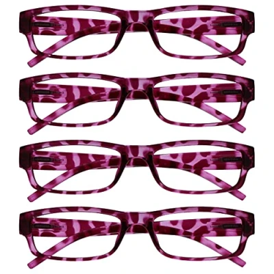 Abbildung von The Reading Glasses Company Die Lesebrille Unternehmen Rosa Schildpatt Leicht Komfortables Leser Wert 4er Pack Designer Stil Herren Frauen UVR4PK032PK +3,50