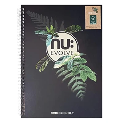 Abbildung von Nu Notebooks Evolve Range Recyceltes Notizbuch A4 Drahtgebundenes Schreibwaren Notizbücher Professioneller Notizblock 120 Seiten