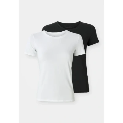 Abbildung von Tommy Hilfiger FLAG 2 PACK Nachtwäsche Shirt, Damen, Größe: 40 42, White/black